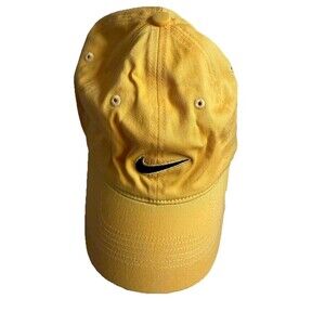 Nike Men’s Cap Hat Yellow Black Embroidered Center Swoosh Baseball Y2K Vtg EUC